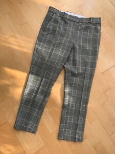 H&M Black & White Check Tweed Tapered Cropped Trousers EU 42 UK 14  HARDLY WORN