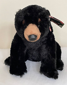 Aurora 10"Realistic BLACKSTONE Black Bear Plush Stuffed Bear Brown Eyes NWT