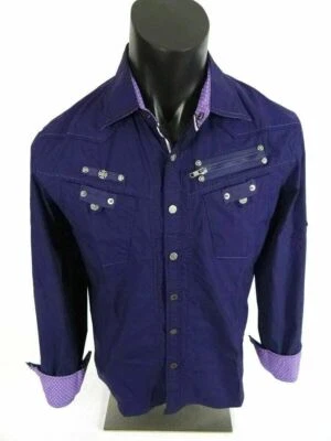 Mens Tactical Shirt Purple Grape with Embroidery Snap Front House of Lords - Image 1 of 4