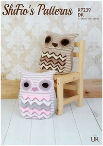 Knitting Pattern for Owl Cushion Cover, Pyjama Case KP239 - Picture 1 of 7