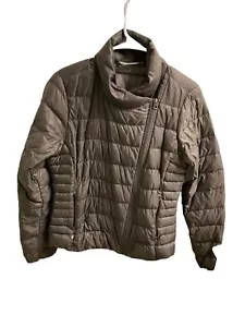 Athleta down puffer jacket women’s size small beige lightweight warm ski - Picture 1 of 15