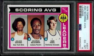 PSA 6 - 1974-75 Topps #207 Julius Erving/George McGinnis/Issel ABA LÍDERES DE LA CORTE - Imagen 1 de 3