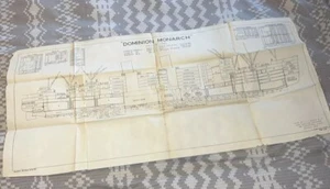 Rare Original 1939 Inboard Profile Plan QSMV Dominion Monarch Shaw Savill Liner - Picture 1 of 21