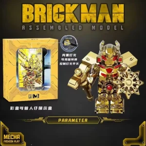 CUSTOM LEGO MECH Brick Man #2 TRANSFORMERS BUMBLEBEE Deluxe GOLD CHROMED MiniFig - Picture 1 of 7