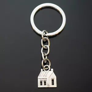 House Farm Church School House Home Silver Charm Pendant Keychain Key Chain - Picture 1 of 3