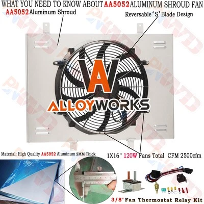 Radiator Aluminium Shroud Fan For 1984-03 DODGE B1500 RAM 1500 VAN 3.9L V6 5.9L Foto 1 de 4