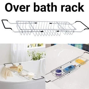 Bandeja extensible cromada sobre estante de baño 3 compartimentos antideslizante ajustable carrito Reino Unido - Imagen 1 de 7