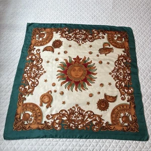 VTG Art Of Silk Tie Rack Silk Scarf Sun Moon Made In Japan Whimsical Astrology - Picture 1 of 8