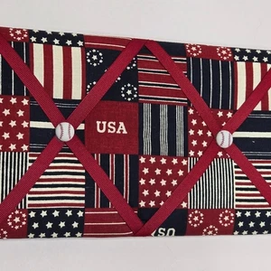 NWOT Mini French Memory Board Americana Red White Navy Blue Stars & Stripes - Picture 1 of 6