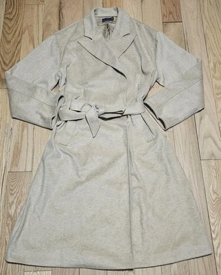 NWOT Polo Ralph Lauren Women's Beige Open Front Belted Trench Wool Coat Sz 10 - Image 1 of 4