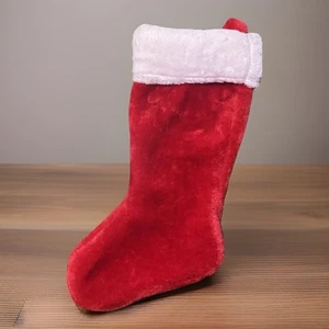 Plush Red Stocking Bootie Christmas Gift Stuffer 16" Season Home Decor - Picture 1 of 9