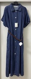 ZARA BLUE Z1975 COLLARED OVERSIZED MIDI BELTED DENIM SHIRT DRESS SIZE XL BNWT - Picture 1 of 12