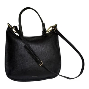 Calvin Klein Crossbody Convertible HANDBAG Black Vegan Leather Shoulder Purse - Picture 1 of 11