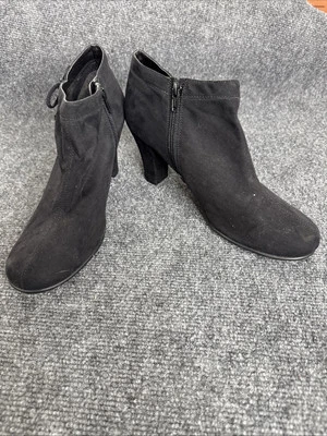 Aerosoles Black Suede Leather Ankle Zip Up  Heel Boots Booties Size 10 - Image 1 of 4