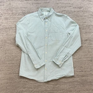 De Colección Brooks Brothers Seersucker Camisa Abotonada Mediana Verde Vestido Exterior Para Hombres - Imagen 1 de 11
