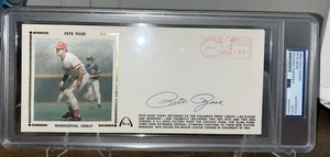 PSA/DNA PETE ROSE JUMBO FDC SLABBED MANAGERIAL DEBUT AUTO 1984 RARE NEW SLABππ - Picture 1 of 7