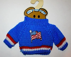 USA Flag Plush Teddy Bear Knit Sweater Outfit fits 11-13 inch New MOC - Picture 1 of 1