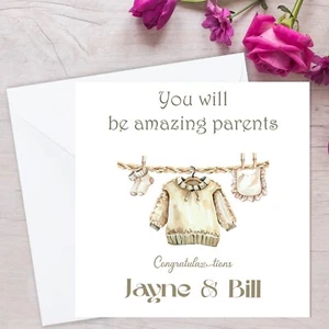 Personalised Parents to Be, Congratulations Card, New Baby,Baby shower for Boy - Picture 1 of 9
