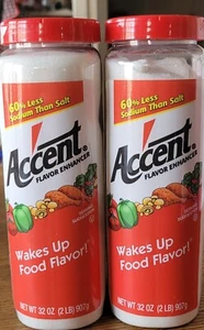 Large 32 oz Accent Flavor Enhancer seasoning meat ~New Package ~ Lot of 2 2027 - Picture 1 of 2