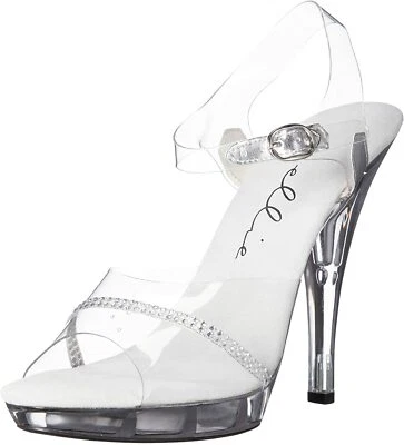 Ellie Shoes 521-JEWEL-W 5" Heel Clear Wide Width Sandal, Clear, Size 7 - Image 1 of 4
