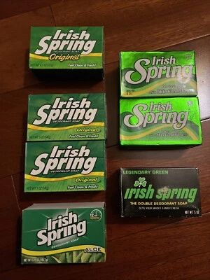 NEW Irish Spring Deodorant Soap Assorted Bars Black Box Vintage 1970's 7 Bars - Image 1 of 3
