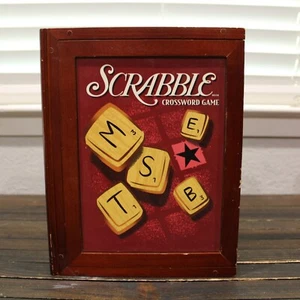 Scrabble Game Vintage Bookshelf Edition Wooden Box Parker Brothers Missing 1 G - Picture 1 of 6