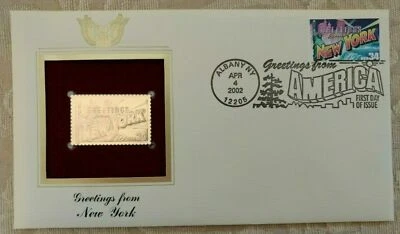 Postal Commemorative Society 22kt Gold Replica Stamp Albany, NY 2002 1st Day - Image 1 of 4