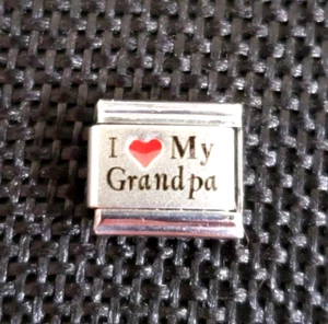 I ❤️ My Grandpa Italian Charm Link Stainless Steel Enamel 9mm Uberry Brand - Picture 1 of 2