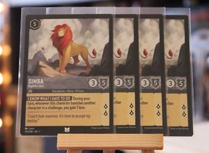 Disney Lorcana Play Set - Simba Rightful Heir - 190/204 NM+ NON-Foil x4 Cards - Picture 1 of 1