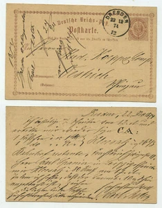 95316 - Ganzsache P 1 - Postkarte - Dresden 22.12.1874 nach Oestrich - Bild 1 von 1