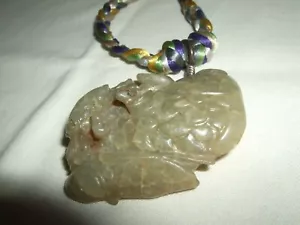 COLLANA GIADA VERDE JADE CIONDOLO ANTICO AGATA STERLING ARGENTO 925 SILVER 76 CM - Foto 1 di 10