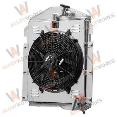 4-Row Radiator+Shroud Fan For 1939~40 Chevrolet Trucks KC KD KF KP 3.5 L6 Engine Foto 1 de 4