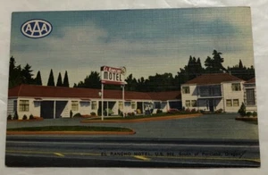 El Rancho Motel, USA 99E südlich von Portland, Oregon. Postkarte (X2) - Bild 1 von 2