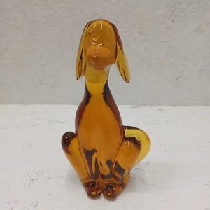 Vintage Viking Glass Hound Dog Amber 8.25" - Picture 1 of 8