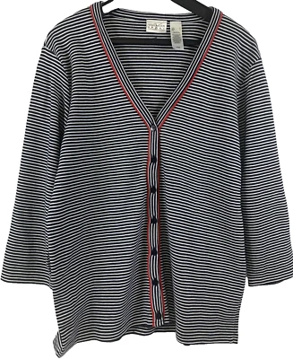 Cárdigan De Colección Villager A Liz Claiborne Deportivo Mujer Talla L Botón 100% Algodón EE. UU. Foto 1 de 4