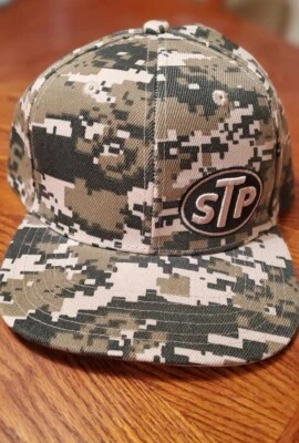 Vtg Digital Camo Camouflage  STP Embroidered Logo Snapback Flat Bill Cap NWOT  - Image 1 of 3