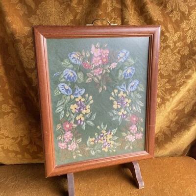 Vintage Crosstitch Tapestry Fireguard Antique Style Cottage Screen Cross Stitch - Image 1 of 4