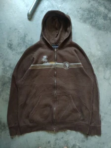 T&C Vintage Brown Zip-Up Hoodie – Palm Tree & Yin Yang Embroidery | Streetware - Picture 1 of 6