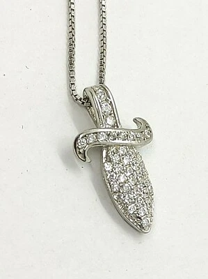  CIONDOLO  in argento 925/1000 con zirconi bianchi +catenina omaggio .  - Immagine 1 di 4