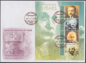 MICRONESIA Sc# 660a-d FDC para 50a ANN de EINSTEINs PASE - Imagen 1 de 1