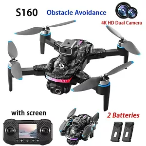 S160 RC Drone WIFI FPV 4K HD Dual Camera Obstacle Avoidance Quadcopter 2 Battery - Picture 1 of 5