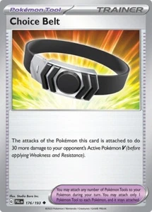 Choice Belt 176/193 Pokémon Juego de Cartas Coleccionables 2023 Poco Común Paldea Evolucionado Casi Como Nuevo - Imagen 1 de 2