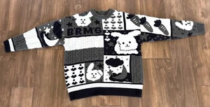 YWFG Bunny Sweater Kaninchen Pullover Grafik grau schwarz Mond Stern Y2K Retro Karotte - Bild 1 von 5