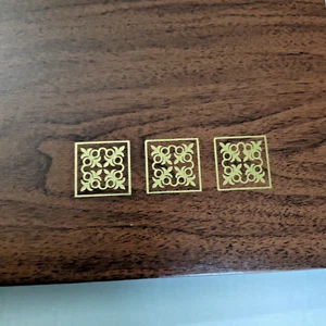 VTG MCM Faux Wood Grain Photo Album – Ring Binder, Gold Embellishment Motif - Picture 1 of 11