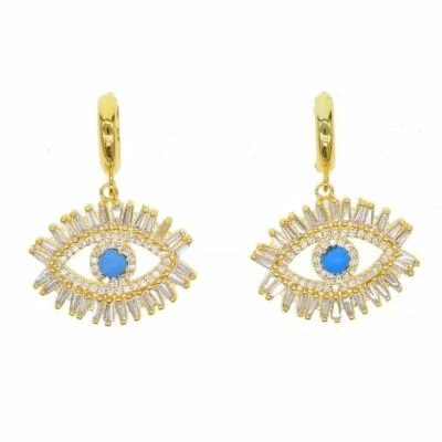 Ohrringe Gold Zirkonia blau weiß 24 Karat vergoldet Damen WASSERFEST O6086DS - Bild 1 von 2