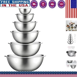 6-Piece Stainless Steel Nesting Mixing Bowls - Dishwasher Safe for Every Task - Picture 1 of 9
