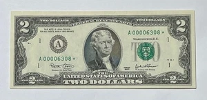 U.S. - Series 2003 $2.00 Federal Reserve Note (00006308 Serial Numbers STAR) - Picture 1 of 2