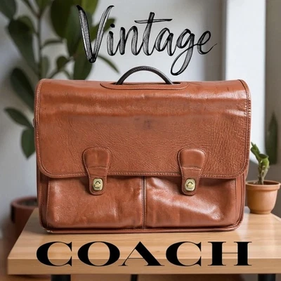 Auténtico maletín de cuero tostado británico Coach 532 vintage bolso de trabajo con correa raro Foto 1 de 4