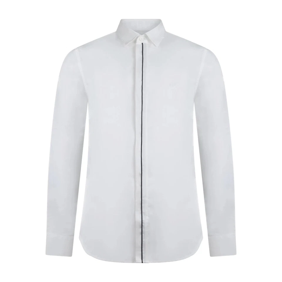 Armani Exchange - Camicia bianca con abbottonatura coperta per uomo - Immagine 1 di 1