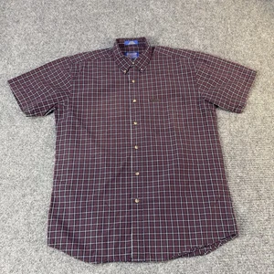 Pendleton Shirt Mens Medium Red Blue Plaid Short Sleeve Button Down Cotton - Picture 1 of 9